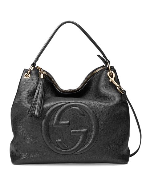 black leather gucci bag soho large|gucci soho shoulder bag black.